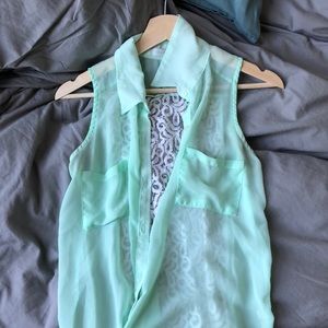 Mint Green light and airy tank... with lace!